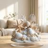 Yousheng Coastal Shell Coral Ornament, 2D Flat Acrylic Starfish Decoration with Base, Ocean Shells Table Centerpiece Ornament for Home Desk Shelf