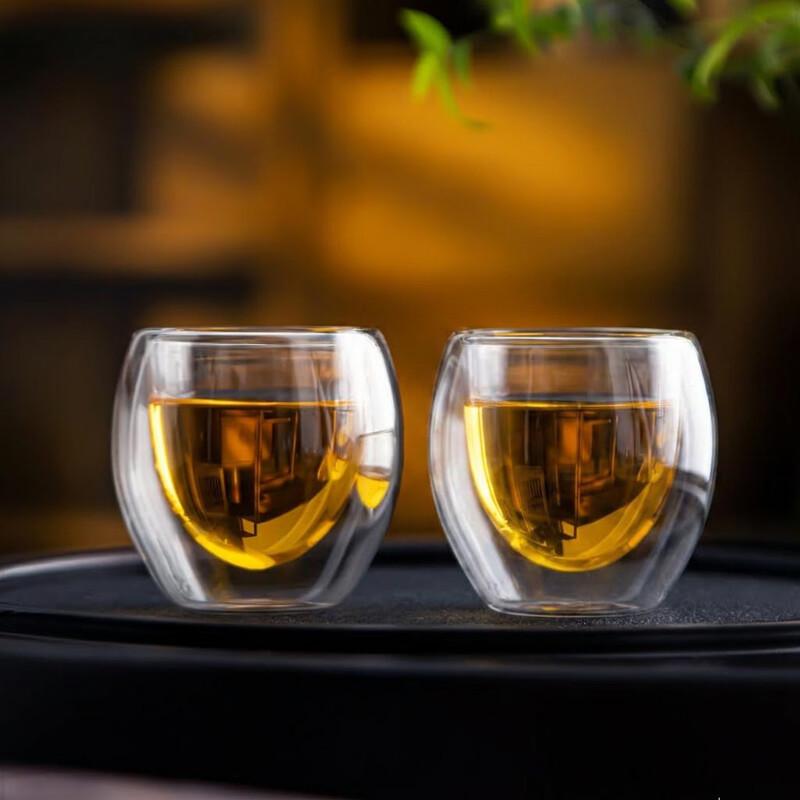 WEIMINGNUO Insulated Glass Cups for Tea & Coffee (Set of 2)