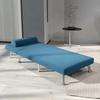 Single Velvet Feel Sleeper Chair Blue
