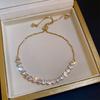 Pulsera coreana ajustable de flor de rombo de circón - Joyería elegante y versátil para mujer