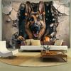 3D Wolfshund Durchbruch Wandteppich - Geeignet für Wohnzimmer, Schlafzimmer, Studentenwohnheim Dekoratives Wandkunst Hänge Tuch