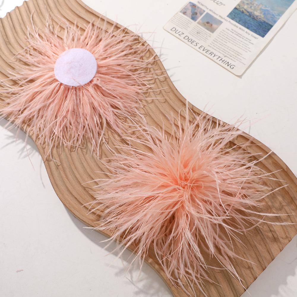 Fluffy Ostrich Feather Applique Handmade Feather Pin Feather Patch  DIY Handmade Accessory