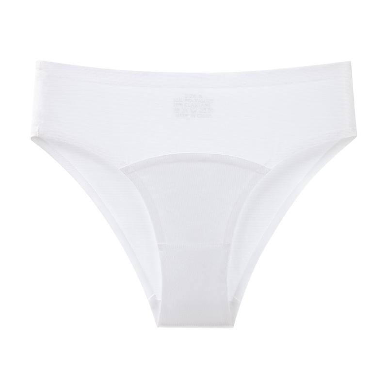 TERMEZY Sexy Ice Silk Satin Briefs Mid-Waist Mesh Seamless Underwear Solid Color Patchwork Breathable Panties