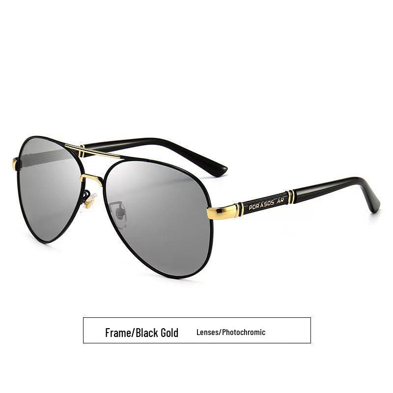 Men's Polarized Metal Resin Sunglasses: Photochromic, Day/Night Dual-Use, Wayfarer Style.