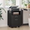 Office Cabinet Mobile Pedestal, 2 Drawers, One Drawer Lockable, 5 Casters, Black, 40 x 40 x 65 cm