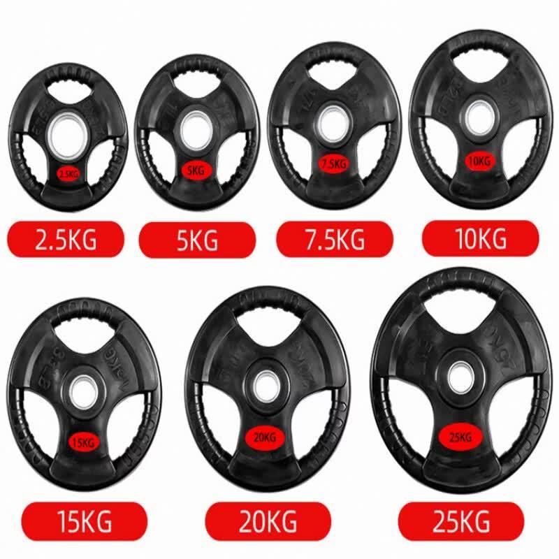 TLXT Rubber Coated Three-Hole Barbell Grip Plate