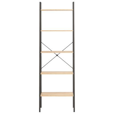 Standing Shelf with 5 Shelves Light Brown and Black 56 X 35 X 174 Cm