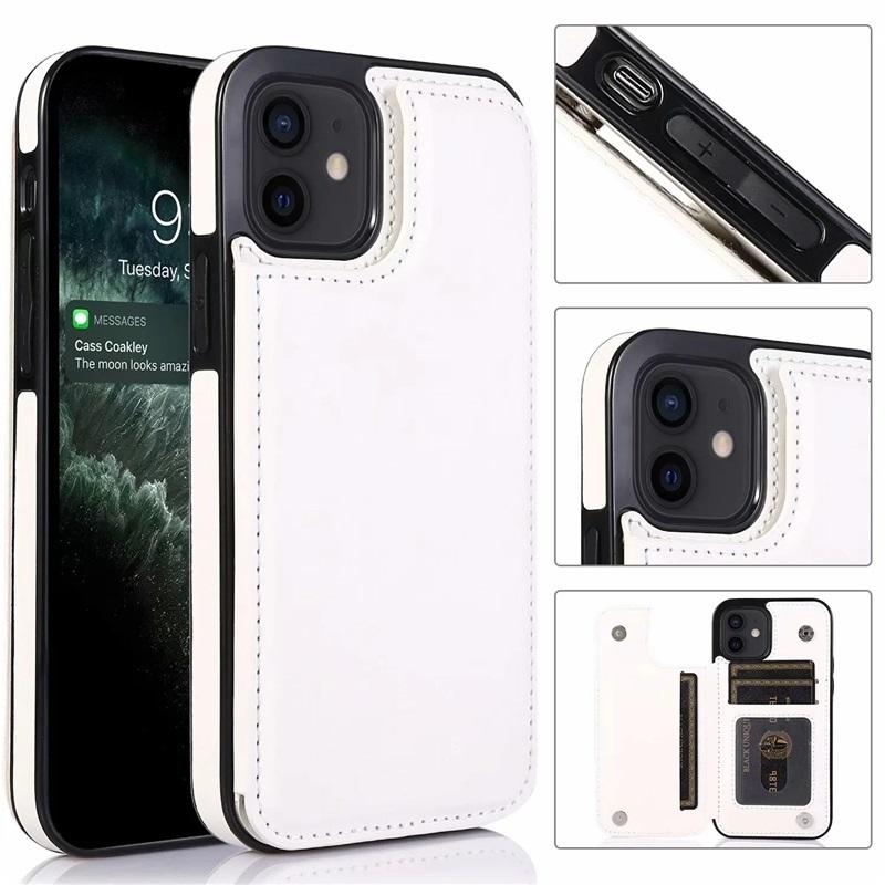 Leather Wallet Back Case for iPhone 11 12 13 14 15 16 17 Pro Max Mini Air XR XS 8 7 Plus SE Card Slots Holder Flip Cover