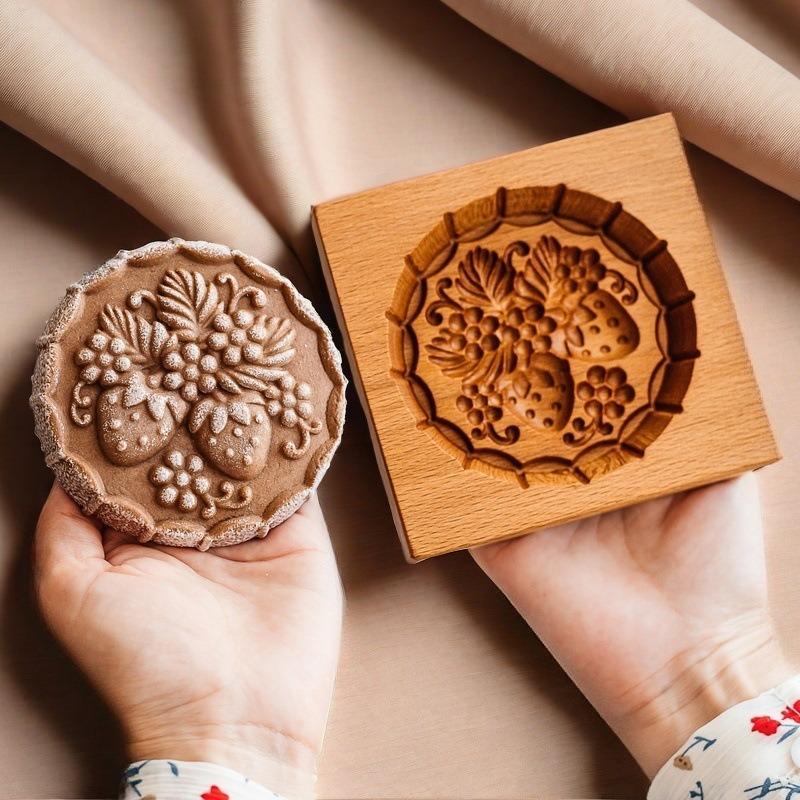 Stampino Tagliabiscotti in Legno di Faggio - Stampo in Legno Naturale per Biscotti e Pasticceria Croccante per Biscotti Fatti a Mano e Strumenti da Forno