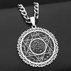 Hexagram Je Magen Star of David Arabic Letter Stainless Steel Pendant Necklace for Women Men Islamic Silver Color Jewelry