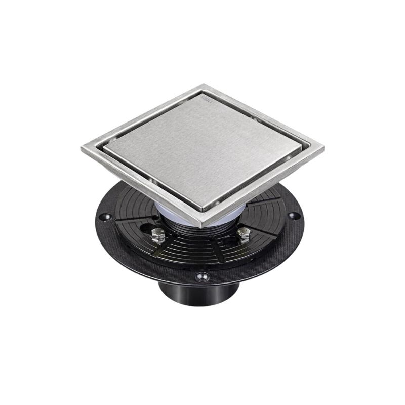 Modern Square Floor Drain for Bathroom 4 Inch Floor Drain Contemporary 4 Inch Square Shower Drain Quick Installation