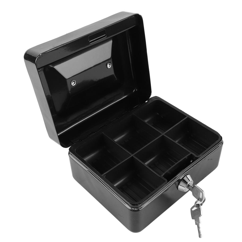 Metal Cash Box with Lock Safety Portable Small Metal Storage Box with 2 Keys for Money Document Home Car