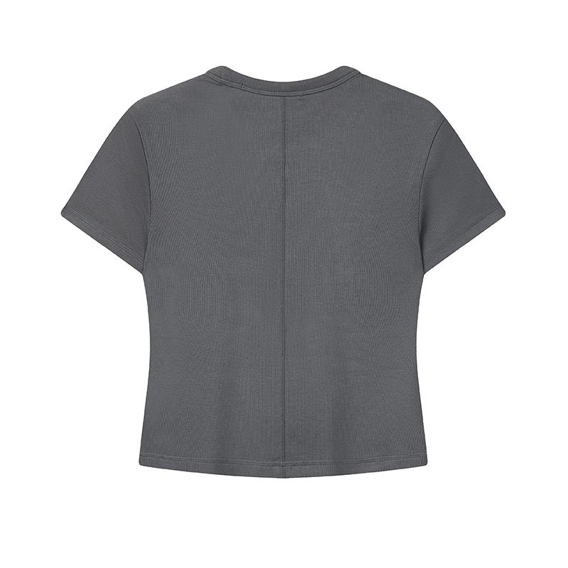 Fila White Fashion Classic Simple Basic Trendy Casual Comfortable Slim Fit Knitted Short Sleeve T-Shirt Women T-Shirt Sky-Gray F11W623121FGY