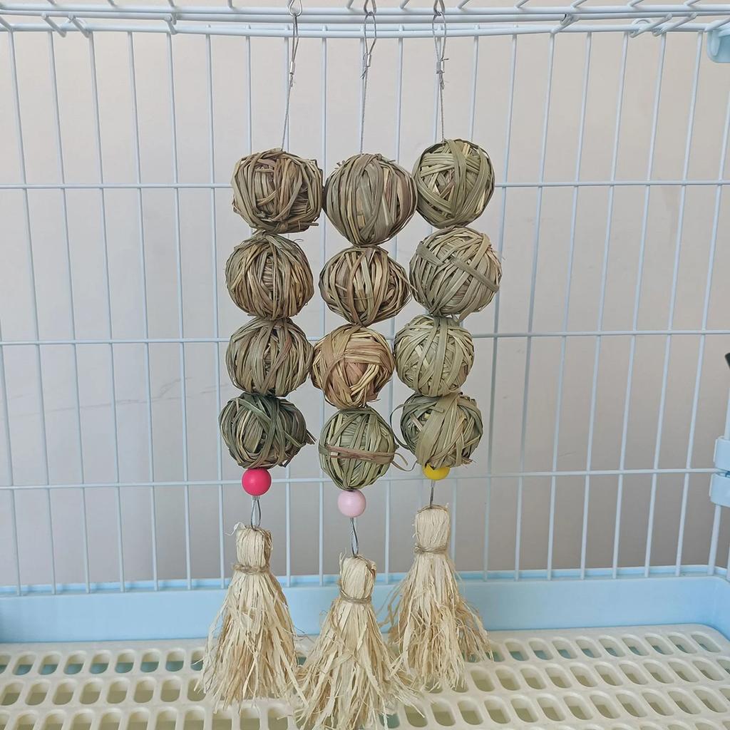 1pc - Natural Woven Grass Ball Toy For Pets - Ideal For Rabbits,Small Animals - Durable Chew And Play Accessory