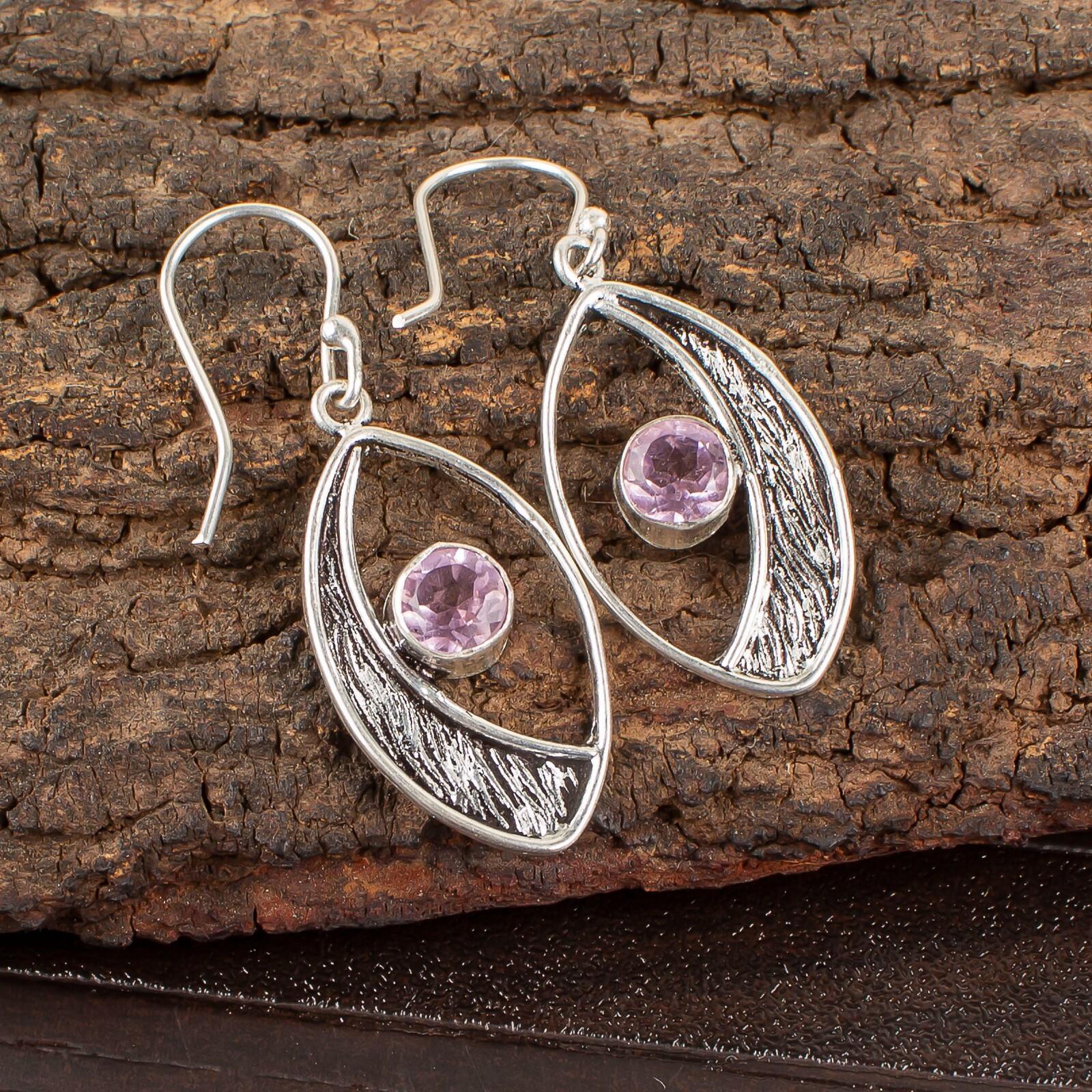 

Морганит Драгоценный камень Ювелирные изделия из серебра 925 пробы Ручной работы Серьги-подвески 1,60 EE-61-12