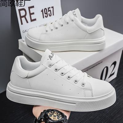 New Board Shoes Men's Casual Little White Shoes Sports Versatile Leather Surface Students Low-top Thick Sole
