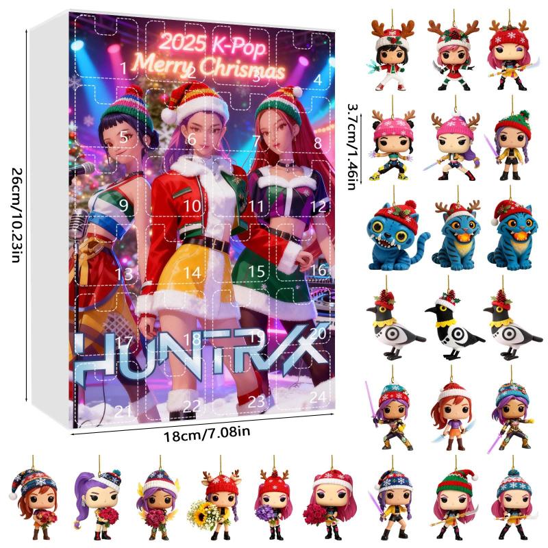 Kpop Demon Hunter Advent Calendar 2D Acrylic Pendant Christmas Tree Hanging Decorative Gift New Year 24 Days Countdown Blind Box