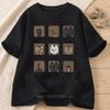Cute Cat Graphic Print Tshirts Summer Women Fashion Casual Loose Funny Vintage Tops Streetwear Crew Neck Short Sleeve Tshirts