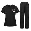 3Xl Men'S And Women'S Casual Loose Large Size Wind Hand Washing Clothes Doctor Nurse Clothes Work Clothes Solid Color Set Short Sleeves
