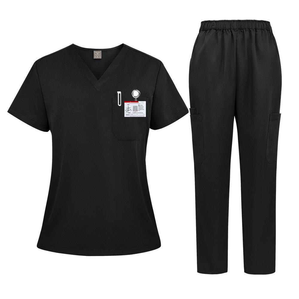 3Xl Men'S And Women'S Casual Loose Large Size Wind Hand Washing Clothes Doctor Nurse Clothes Work Clothes Solid Color Set Short Sleeves