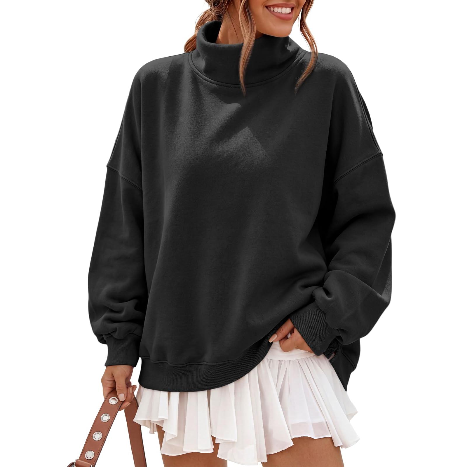 Women s Casual Color Half Turtleneck Pullover Sweatshirt for Everyday Wear L
