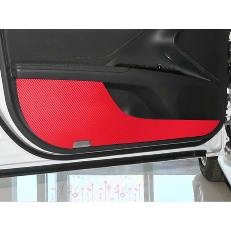 4Pcs/set Red Carbon Fiber Grain Car Inner Door Panel Anti-Kick Covers Trims Stickers Fit For Toyota Camry 2018