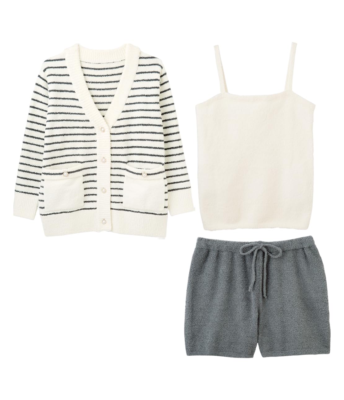 

Peach Soft Knit Pajama Set for All Whippley Loungewear for Summer and One Size John Seasons! Cardigan, 3-Piece Set, Fall, Black,