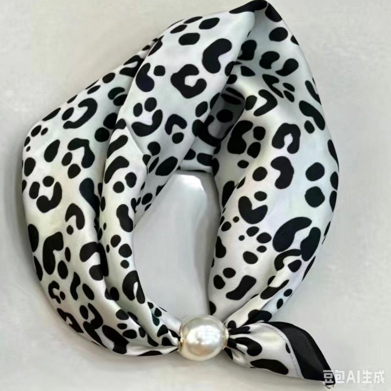Thin Pearl Necklace with Magnetic Clasp, Lazy-style Silk Scarf, Women's Pendant Scarf, Collarbone Chain