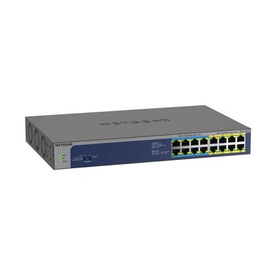 Přepínací rozbočovač NETGEAR 16 portů 1G kovové pouzdro Omezená doživotní záruka na hardware Nespravovaný přepínač [Originální produkt] PoE++/PoE+ (380W) GS516UP-100AJS
