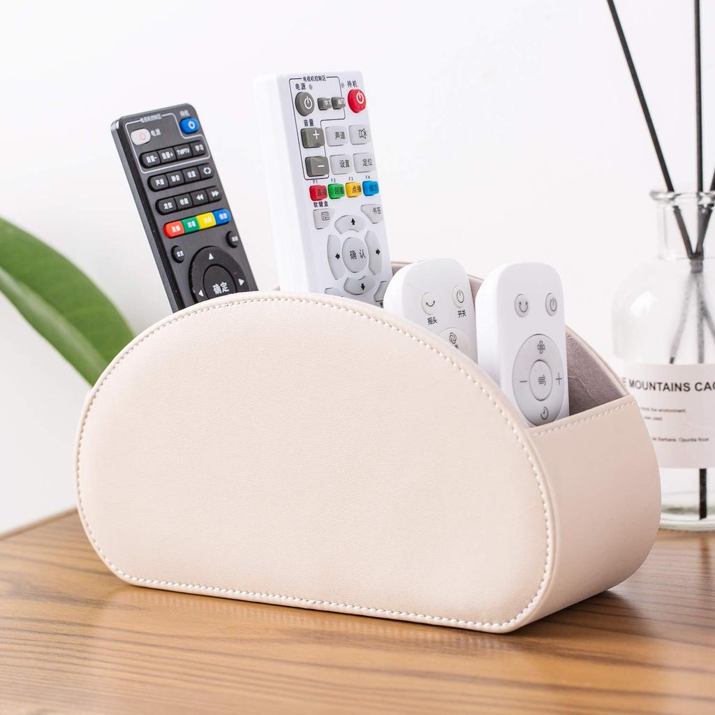 Stylish, Waterproof, Multi-functional Remote Control Rack with PU Leather, 5 Compartments, and a Multi-functional Remote Control Stand. Ideal for