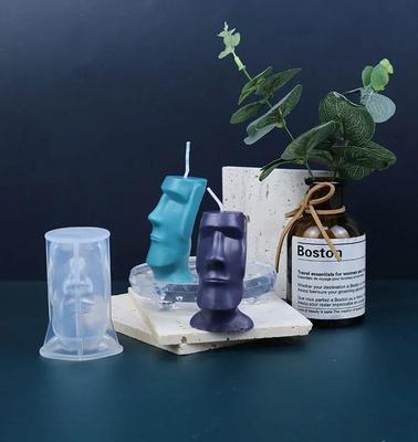 DIY Candle Making Mould Abstract Face 3D Irregular Silicone Mould Elastic Handmade Candle Tool with Wick Soap Mold