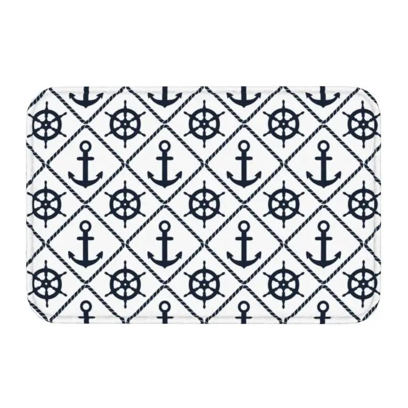 Nautischer Kompass Fußmatte Anker Ruder Gedruckt Kleiner Teppich Rutschfest Wasserabsorbierend Badezimmer Küche Fußmatte Heimdekoration