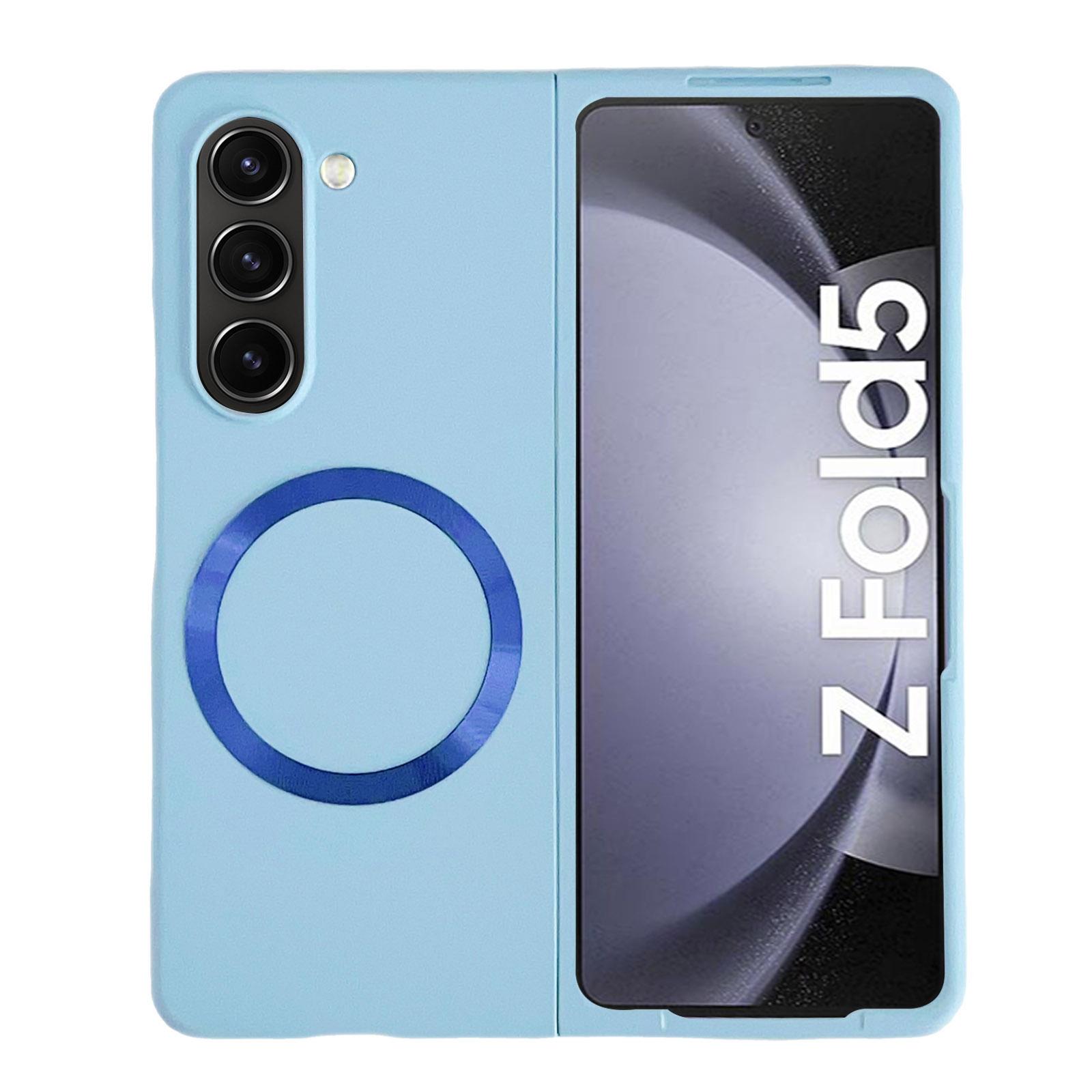 

For Samsung Galaxy Z Fold5 5G Magnetic Phone Case Compatible with MagSafe Skin-touch PC Slim Cover Baby Blue