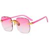 Gradient Color Rimless UV Protection SunEyewear Stylish Square Sun Eyewear Female and Male Outdoor Eye Protection Sun Eyewear Eyewear