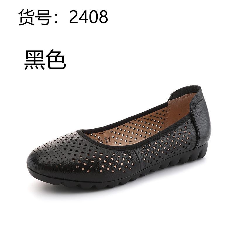 Fashion GKTINOO White Genuine Leather Ladies Breathable Summer Shoes Women Flats Slip-On Loafers Round Toe Soft Flat Shoes Casual