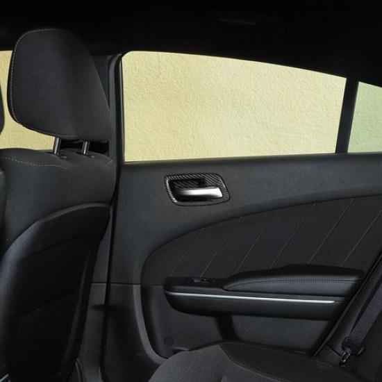 For 2015- Dodge Charger Carbon Fiber Inner Door Handle Bowl Decor Cover Trim