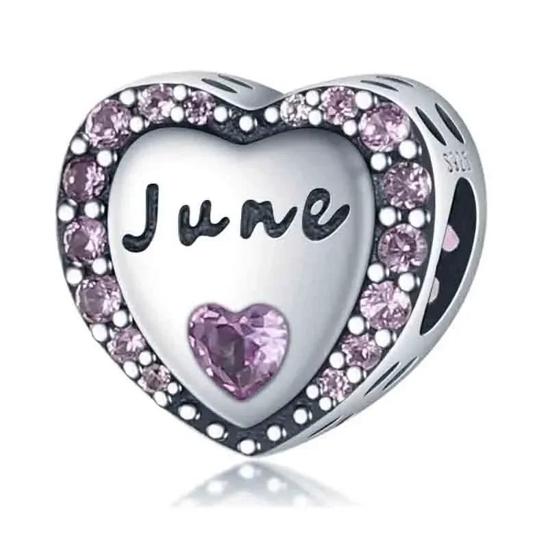 Original Copper Blue Heart Zircon Twelve Zodiac Signs Months Flowers Charms Beads Fit Bracelet Women Jewelry Diy Fine Gift