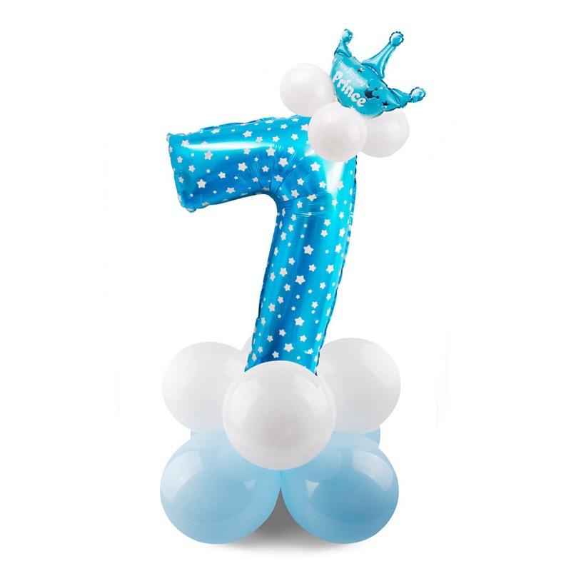 Gradual Change 32 Inch Digital Road Lead Balloon, Column Party Decoration Birthday Aluminum Film Latex Metal Balloon
