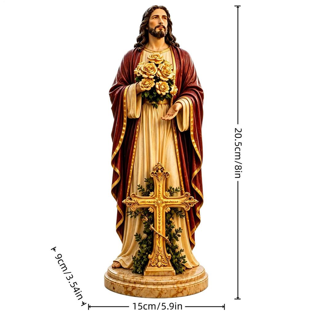Garden Jesus Mary Statue Light Decorative Resin Sculpture With Solar Lighted Flower Holy Mother Mary Statue Christian Decor