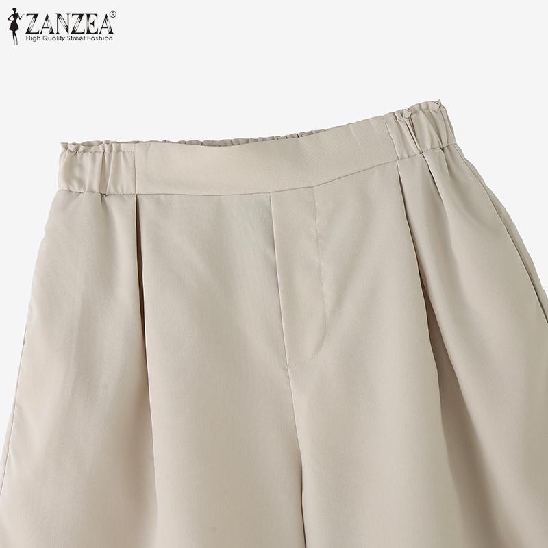ZANZEA Women Casual Back Elastic Waist Loose Summer Short Pants
