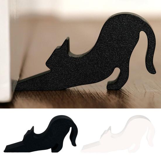 Stretched Cat Door Stopper Wedge Anti-slip Windproof No Drilling Anti-collision Carpet Tile Concrete Wooden Floor Kitten Decorative Doorstop