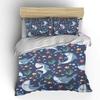 Cartoon Sharks And Ocean Elements Bedding Set For Kids Luxury Gift 3Pcs Digital Print Comforter Set Soft Comfortable Breathable