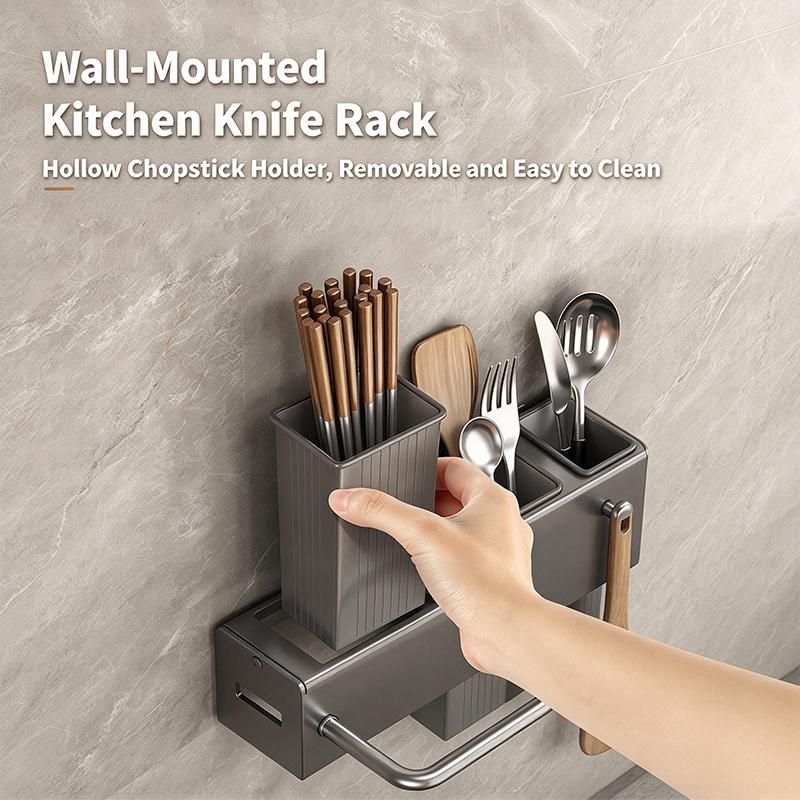 Thiened Kitchen Knife Ra Wall Mounted Chopstis Tube Storage Multi-Function Carbon Steel Kitchen Storage Organizer