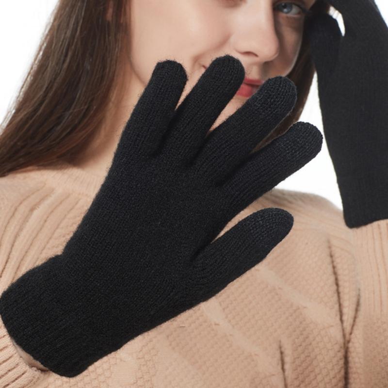 Modische Gestrickte Dicke Handschuhe für Männer & Frauen Einfarbig Argyle-Muster Winddicht Warm Herbst Winter Vollfingerhandschuhe