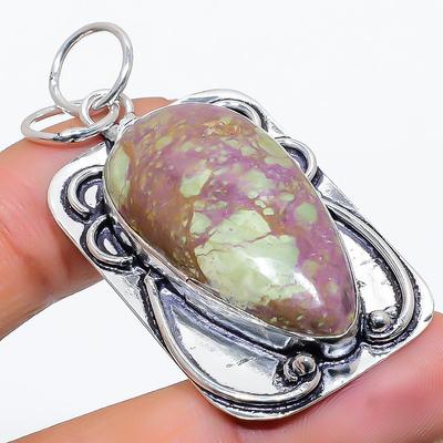 Natural Purpurite Gemstone 925 Sterling Silver Jewelry Pendant 2.09" S9I67