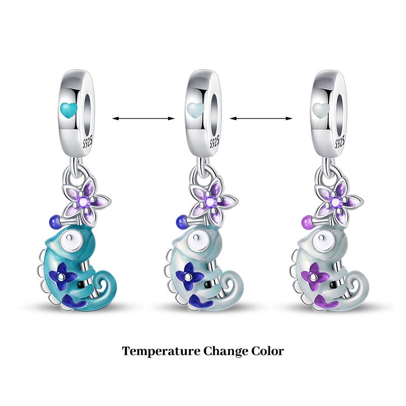 Koperen Plated Lichtgevende Kameleon Kleurveranderende Vlinder Insect Bedels Hanger Past op Pandachoriginal Armbanden Doe-het-zelf Sieraden