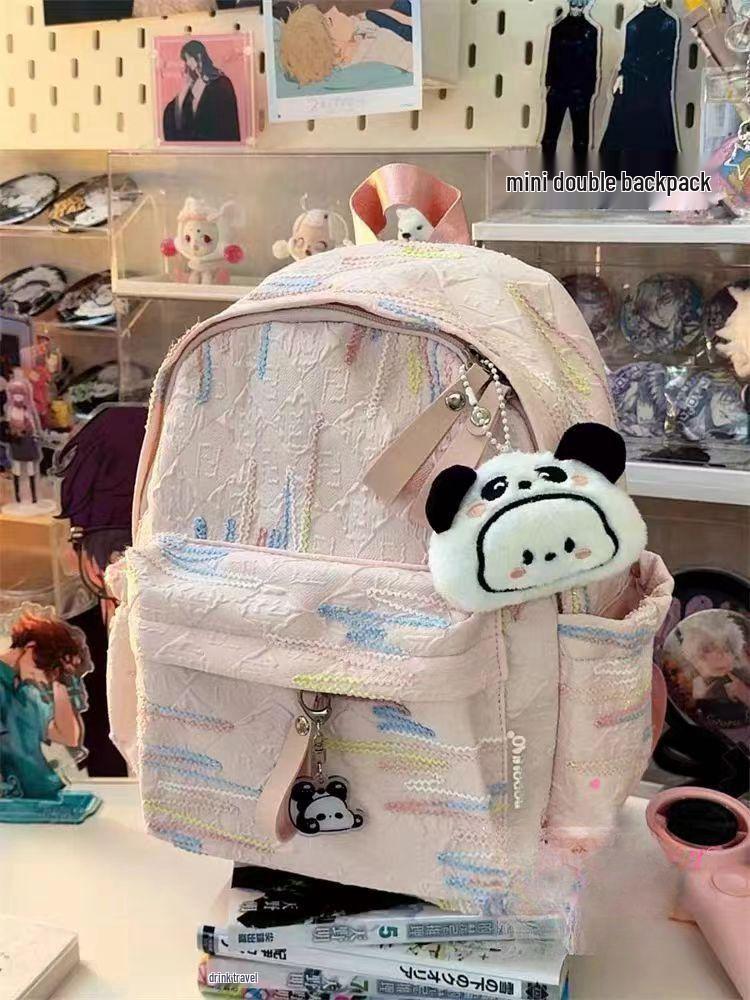 Soft-Girl Pastel Backpack - Cute, Compact School Bag for Female College Students