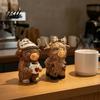 Highland Cow Ornaments Figurine, Resin Coffee Statue for Farmhouse Home Decor, Artistic New Housewarming Presents Country Style Tabletop Ornament