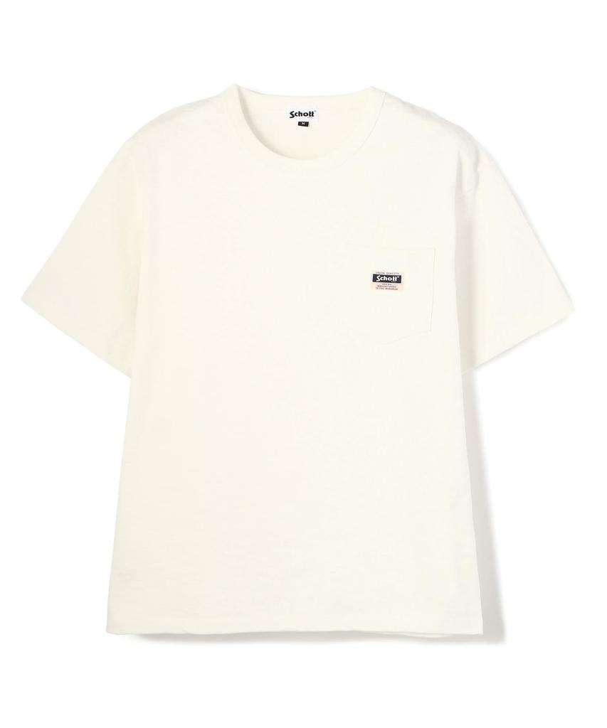 Schott WORK LABEL POCKET T-SHIRT, Men's, Size S, 030, White, 782-5934005