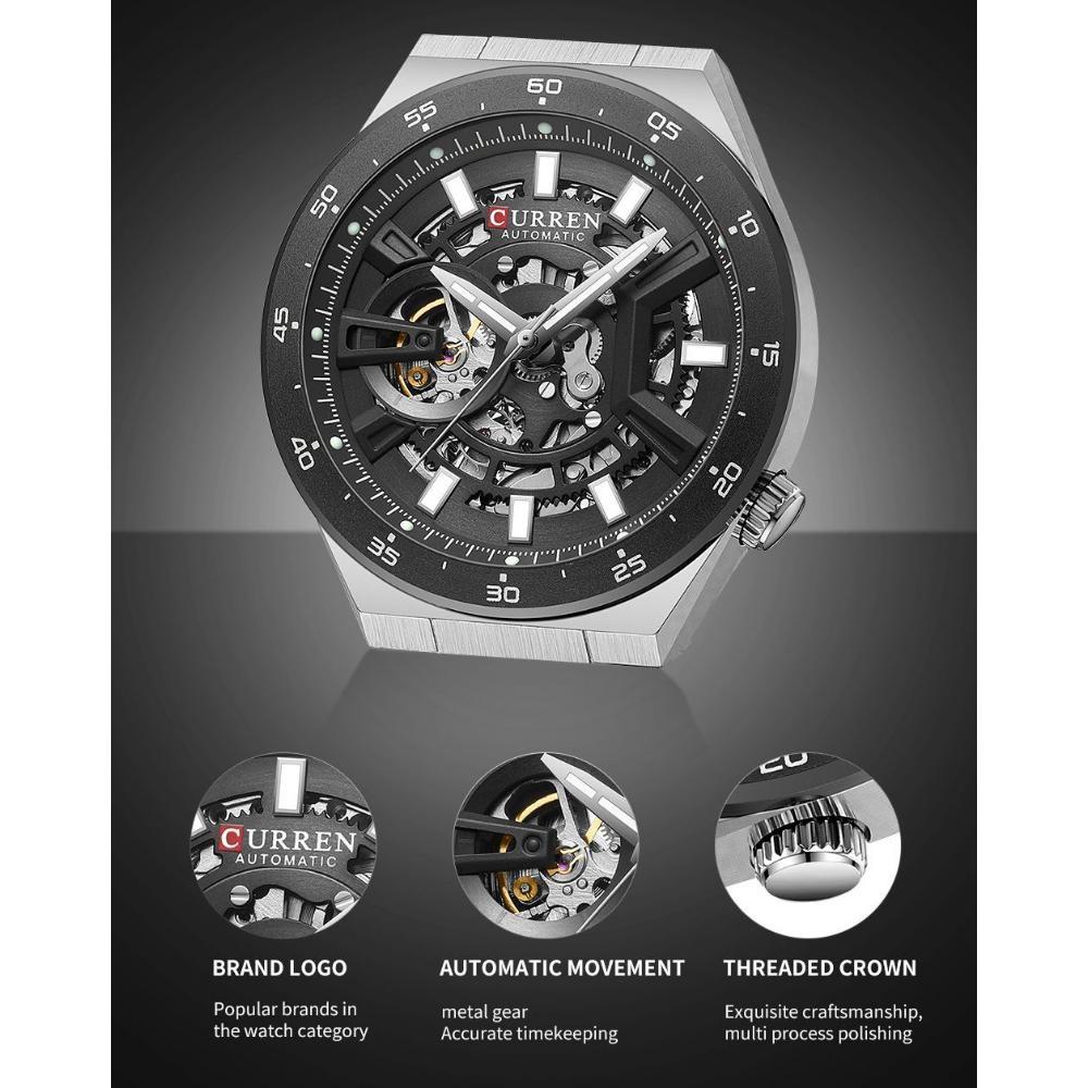 CURREN Casual Fashion Multifunction Mechanical Watch for Men Top Brand Luxury Original Stainless Steel Wrist Watch